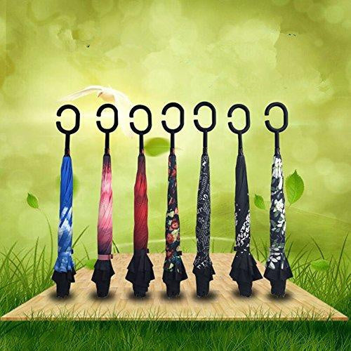 Travel umbrella with reverse mechanism Travel umbrella with reverse mechanism